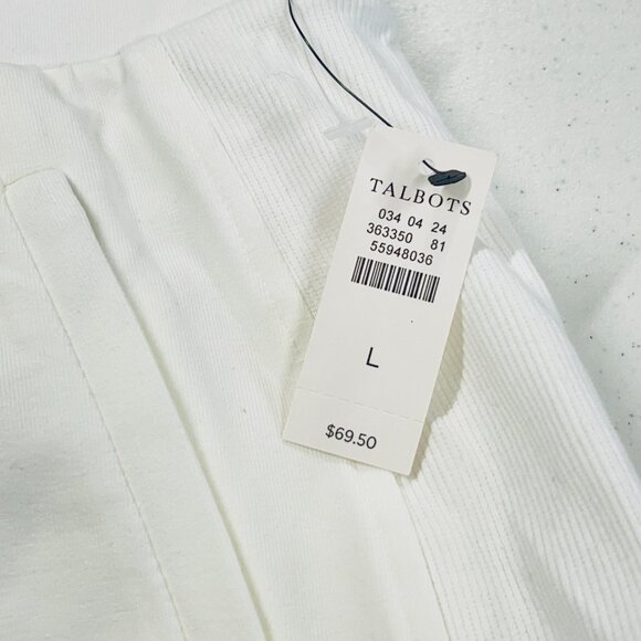 NWT T by Talbots White Everyday Stretch Skort - Size Large Ribbed Sided Pockets - Picture 2 of 7